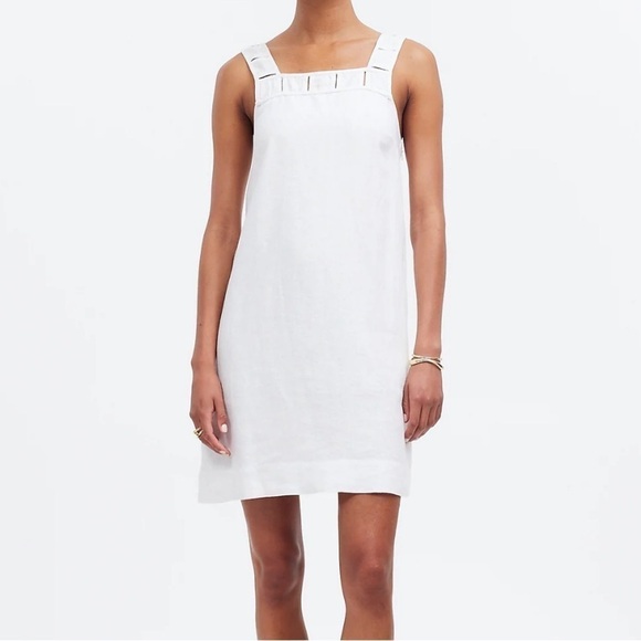 Madewell Embroidered Tank Mini Dress in Linen in Eyelet white size 0 NWT NQ595 - Picture 2 of 12